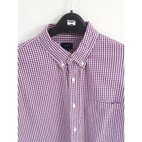 Mens J Crew Summer Button Up Cotton Picnic Plaid Spring Purple Versatile Shirt - Picture 5 of 8